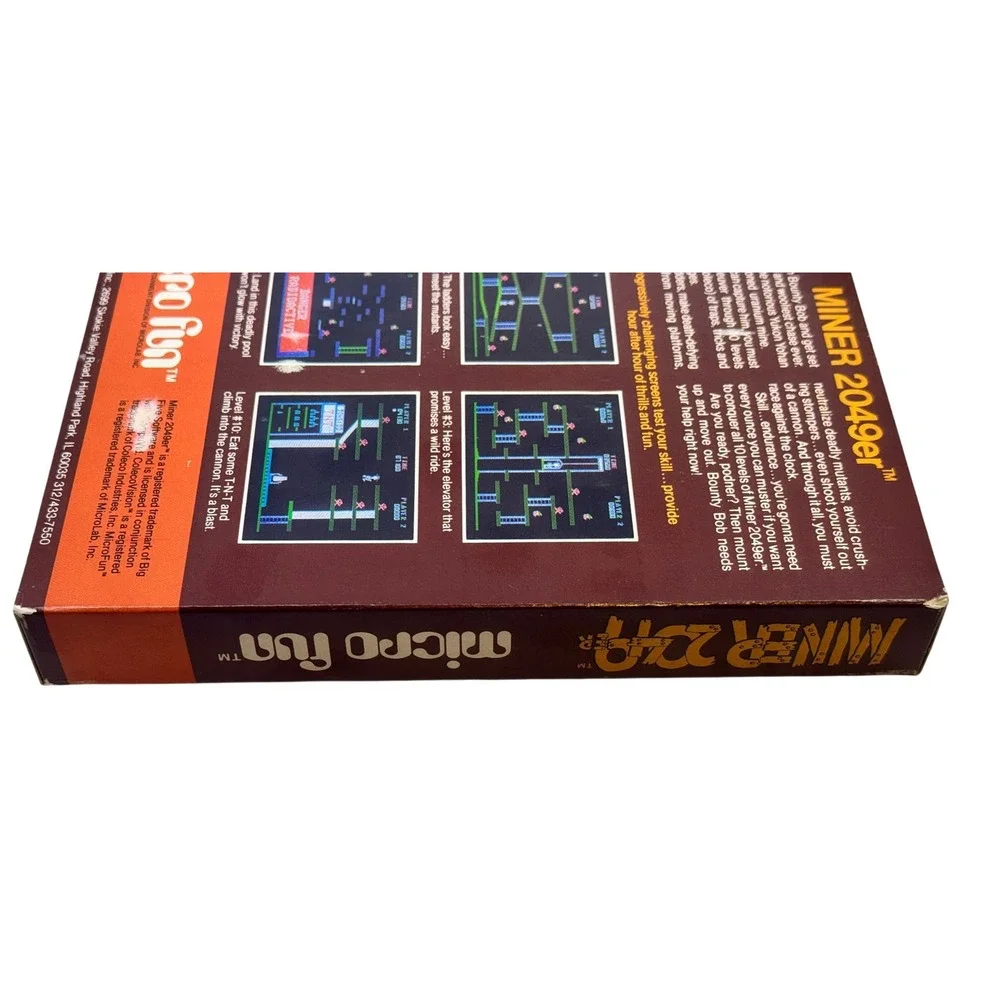 Micro Fun Miner 2049er ColecoVision Game Cartridge Starring Bounty Bob CIB Boxed